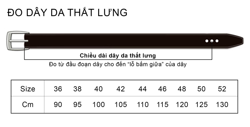 chiều dài thắt lưng nam