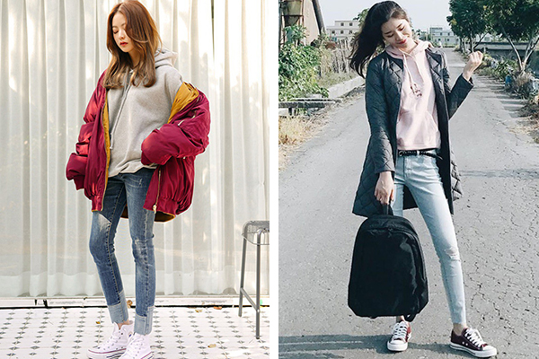 mix giày thể thao với quần jean