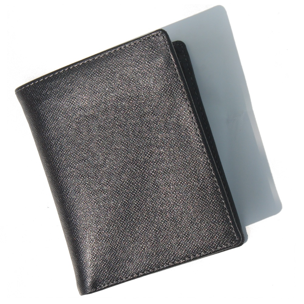 Ví da bò Taiga đen đứng