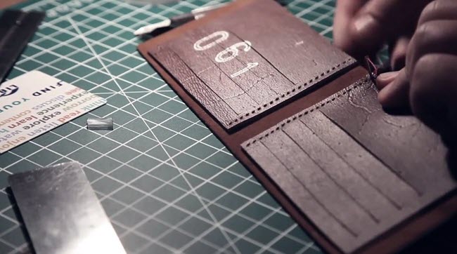 tự may ví da nam handmade 