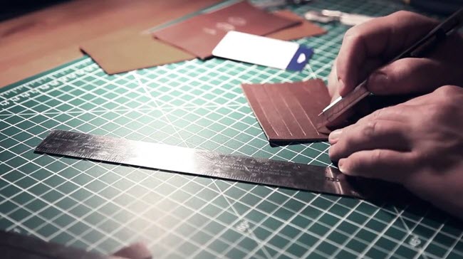 tự may ví da nam handmade 